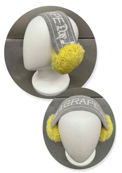 Grey Music Notation Knitted Earmuffs