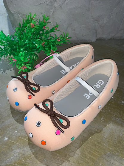 Cotton-filled rhinestone ballet flats