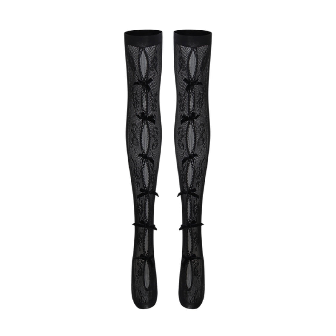 Nodress black bownot black lace mid-calf socks