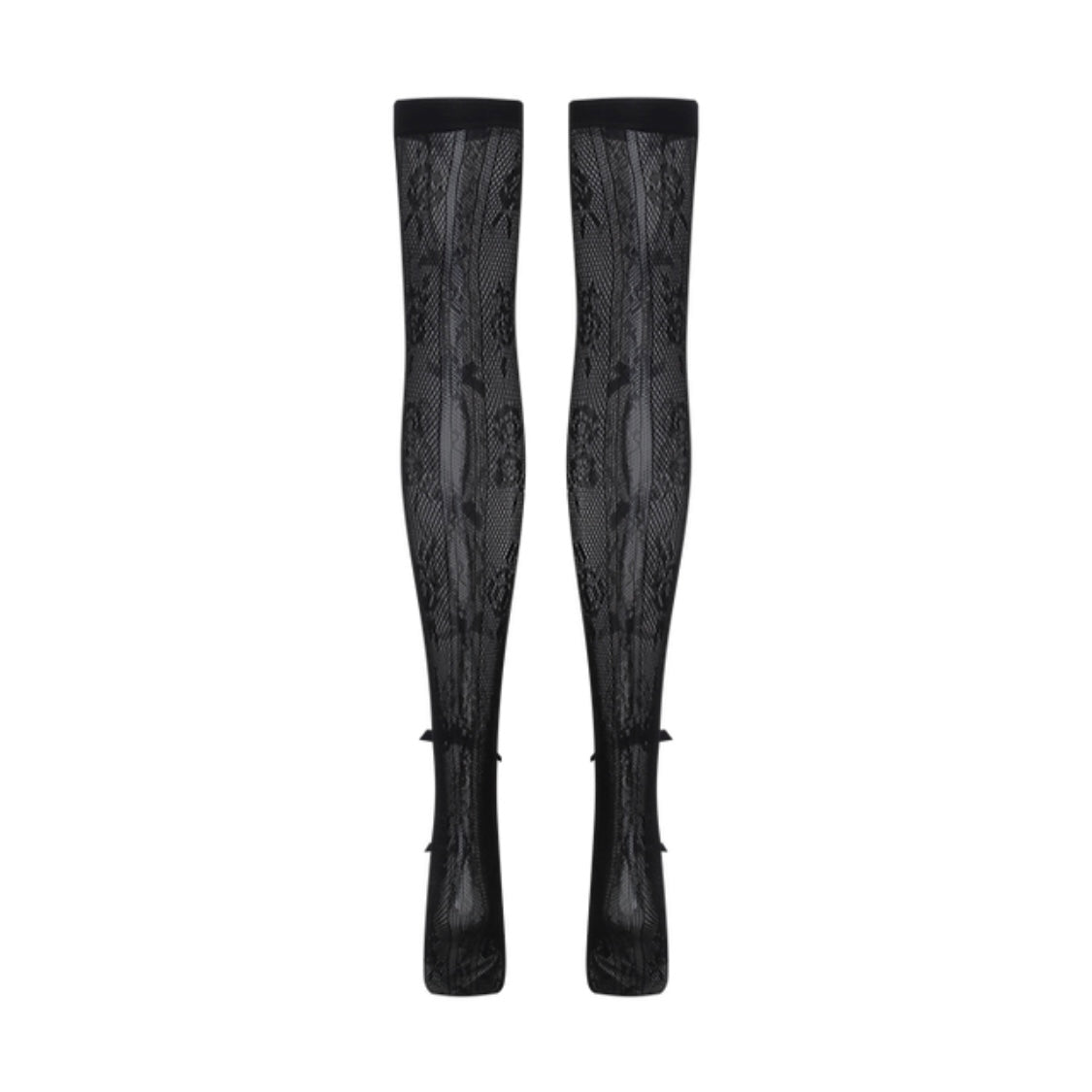 Nodress black bownot black lace mid-calf socks