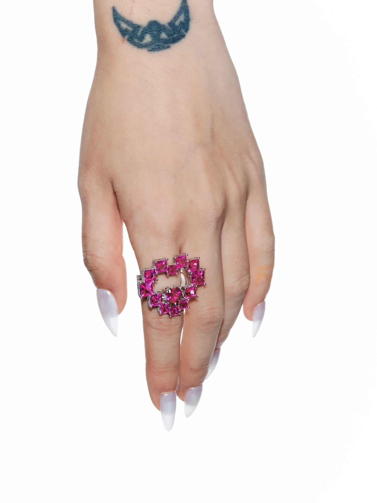 fomulo pixel diamond emoticon ring heart