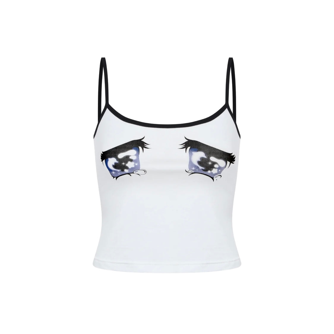 Nodress white "No cry" crying eyes printed camisole