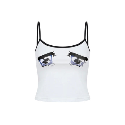 Nodress white "No cry" crying eyes printed camisole