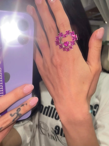 fomulo pixel diamond emoticon ring heart