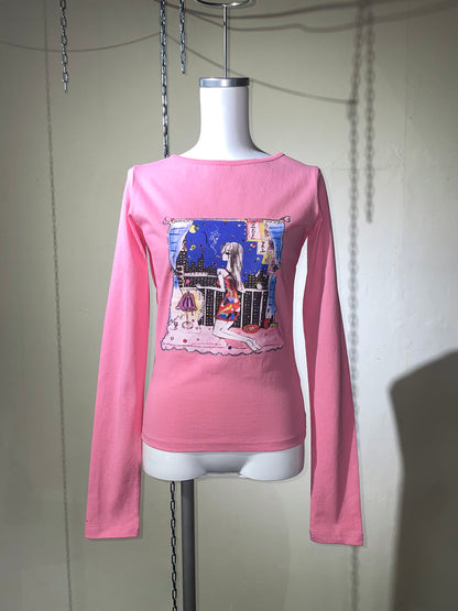 Love City Boat Neck T-Shirt Pink