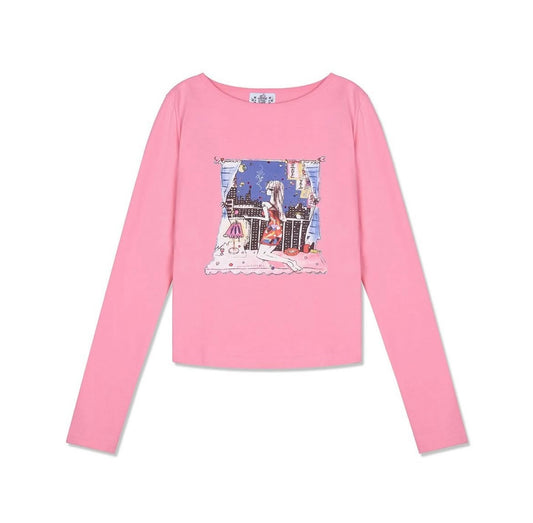 Love City Boat Neck T-Shirt Pink