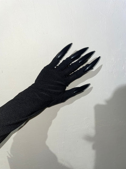 Black Extra Long Nail Tip Stretch Evening Gloves