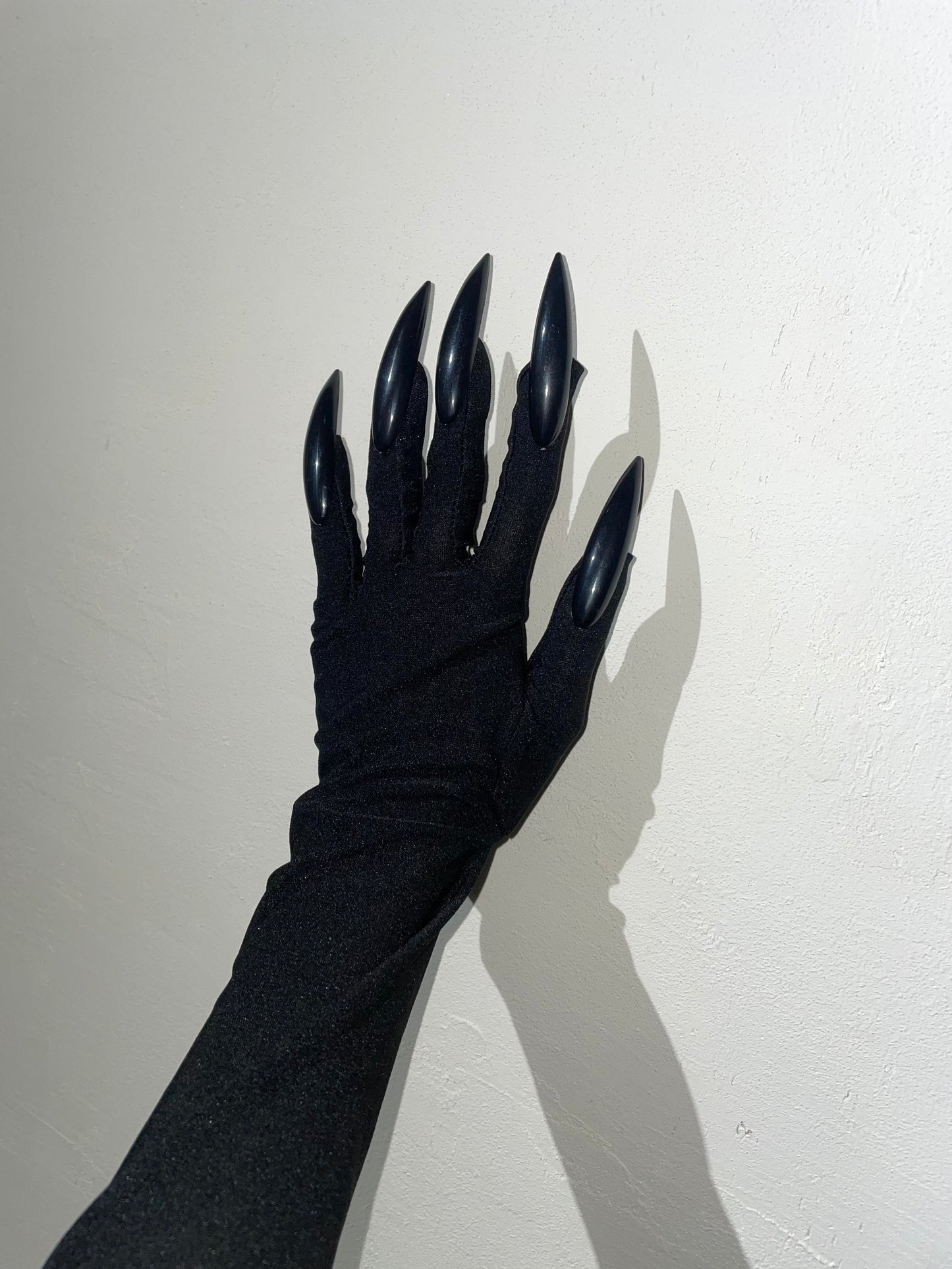 Black Extra Long Nail Tip Stretch Evening Gloves