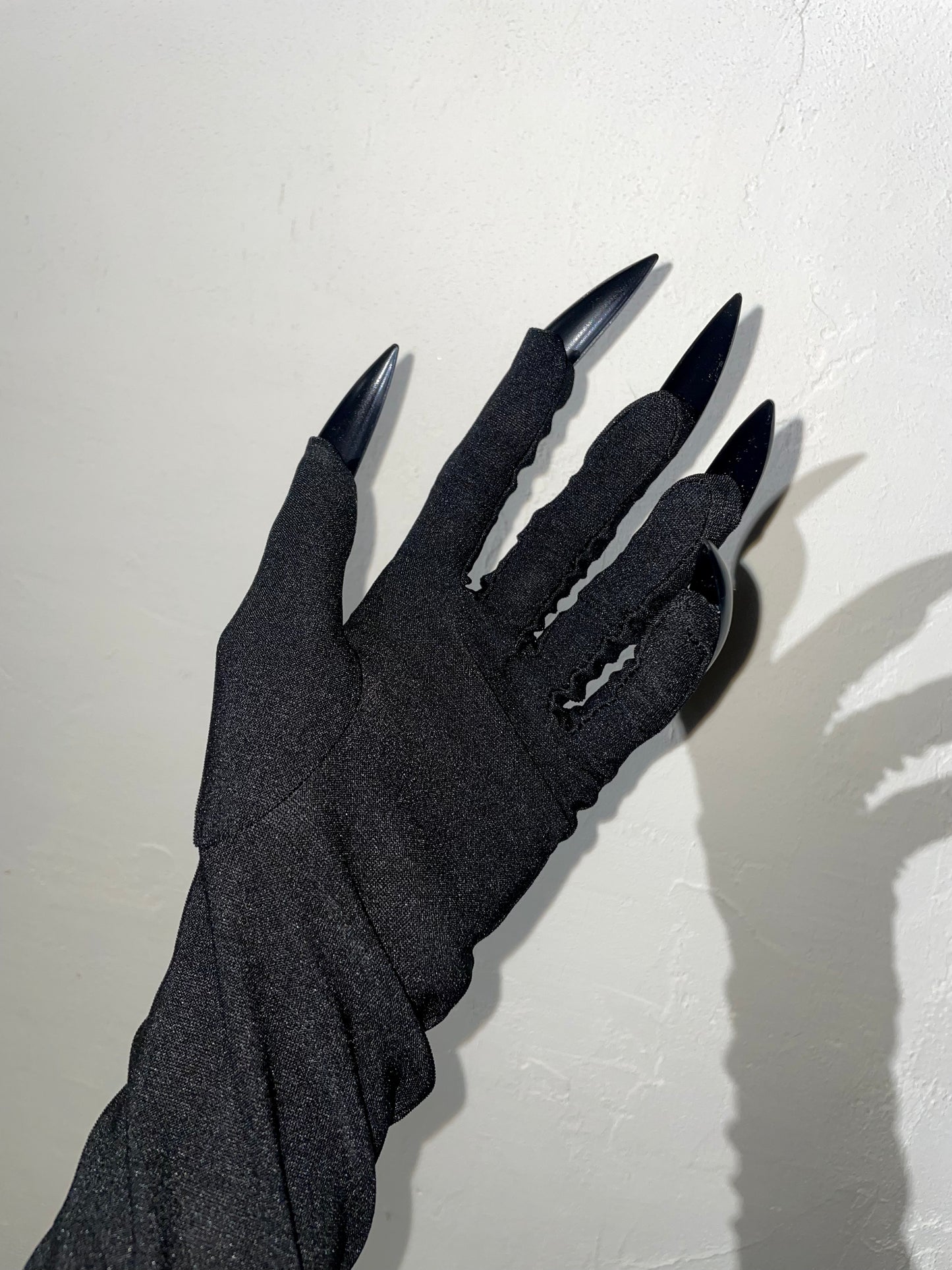 Black Extra Long Nail Tip Stretch Evening Gloves