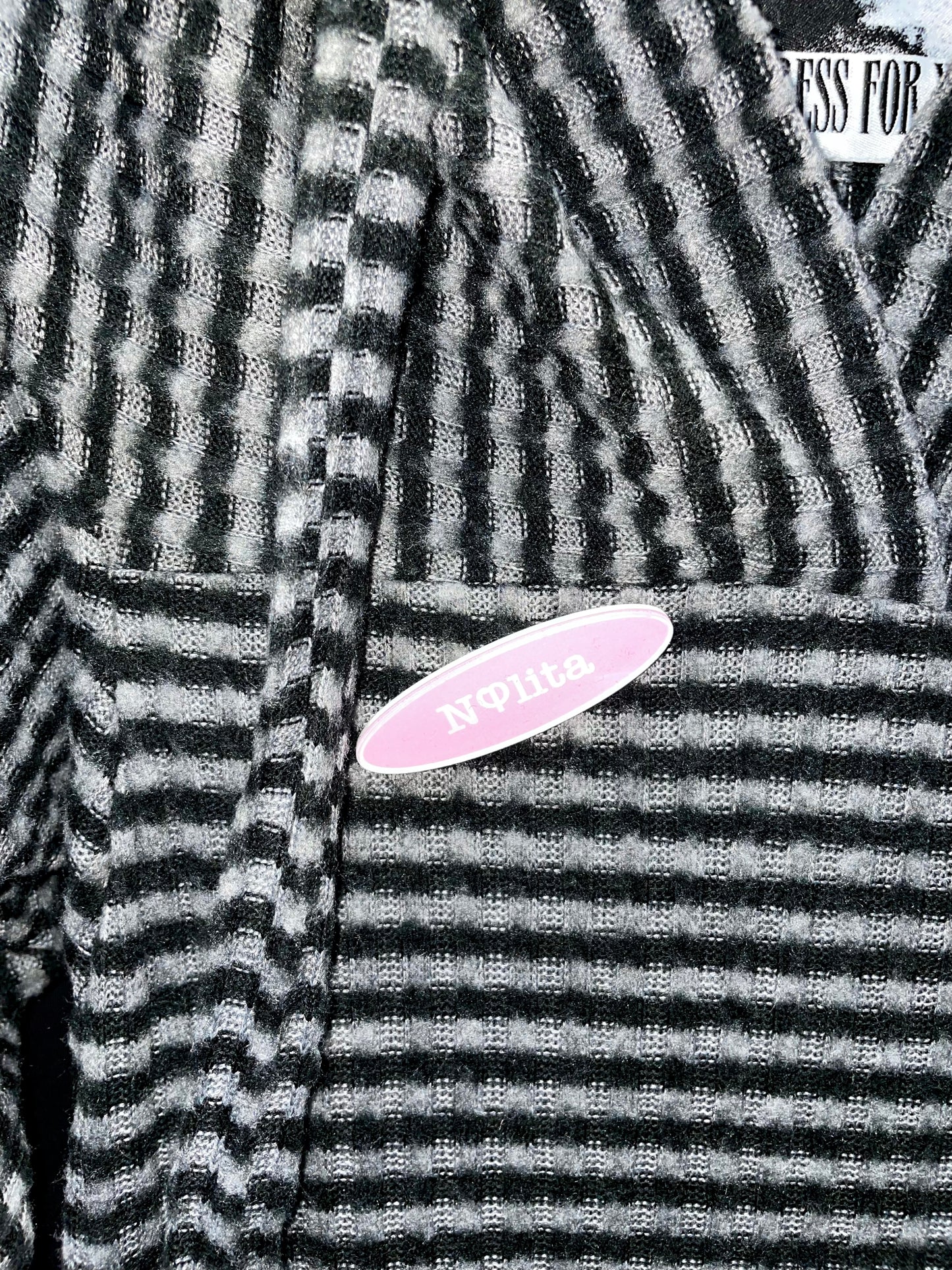 Black & White Striped Knit Hoodie Dress