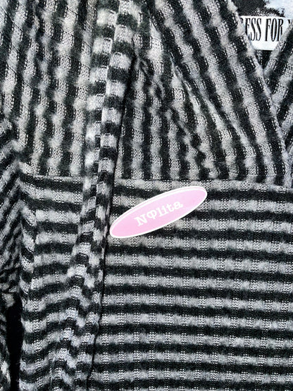 Black & White Striped Knit Hoodie Dress