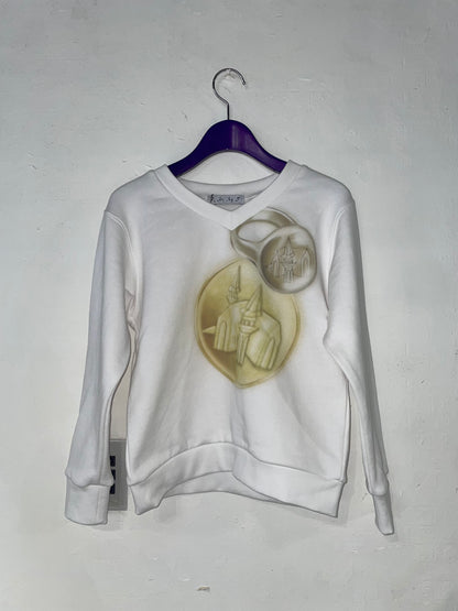 coin and ring print v neck sweat