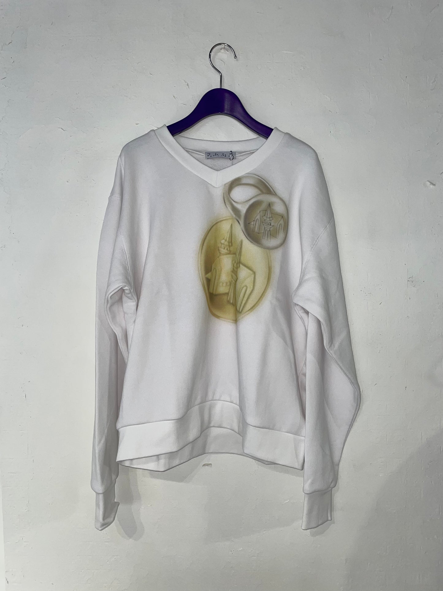 coin and ring print v neck sweat