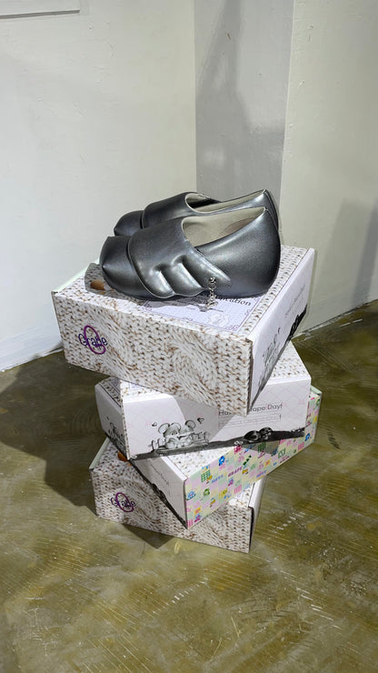 Gray Wing Platform Shoes