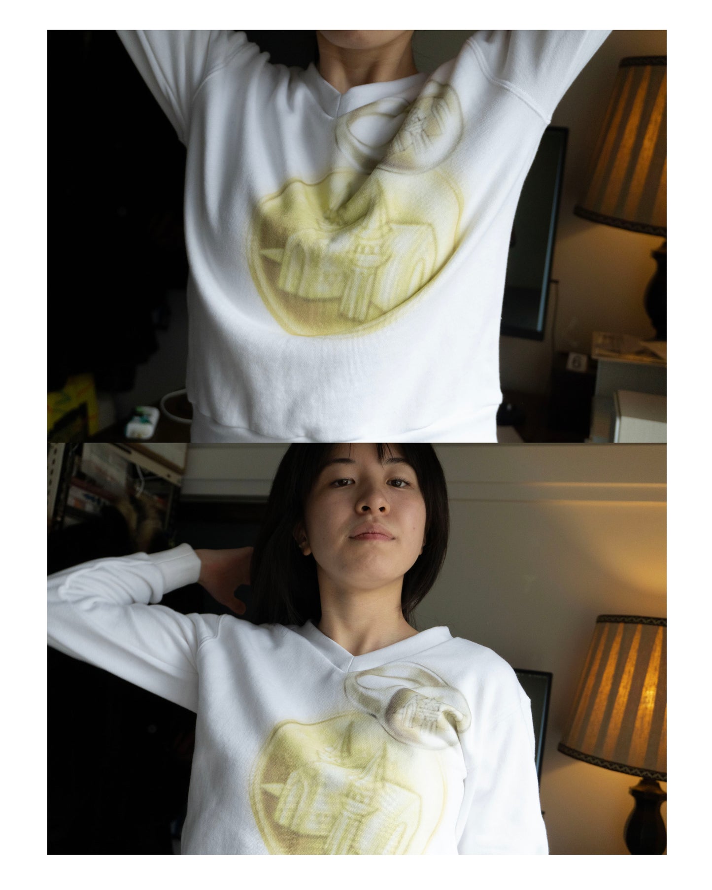 coin and ring print v neck sweat