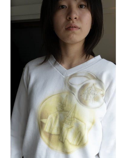coin and ring print v neck sweat