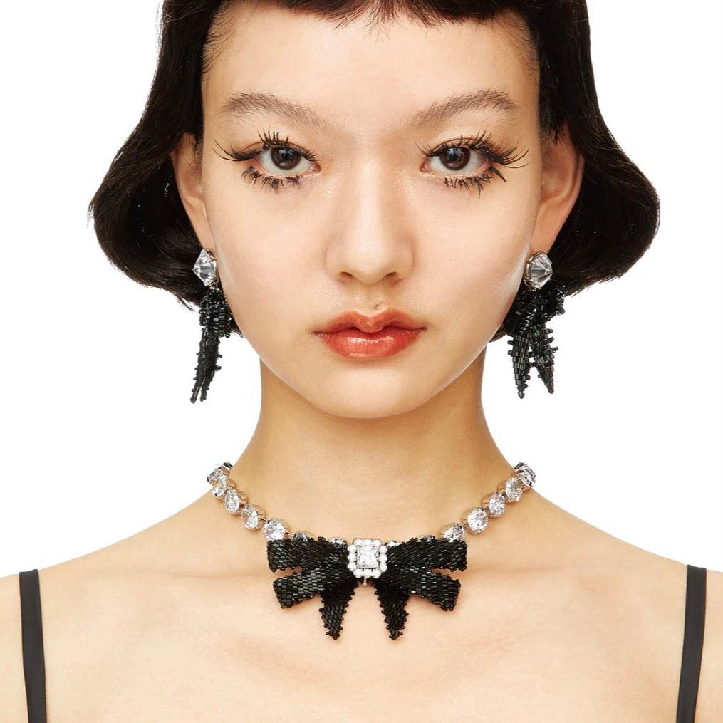 YVMIN×SHUSHU/TONG Diamond Chain Braided Bow Necklace –  pierce.ice.dalnum.50918